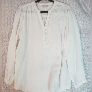Coldwater Creek Cotton White Long Sleeve Blouse 1X